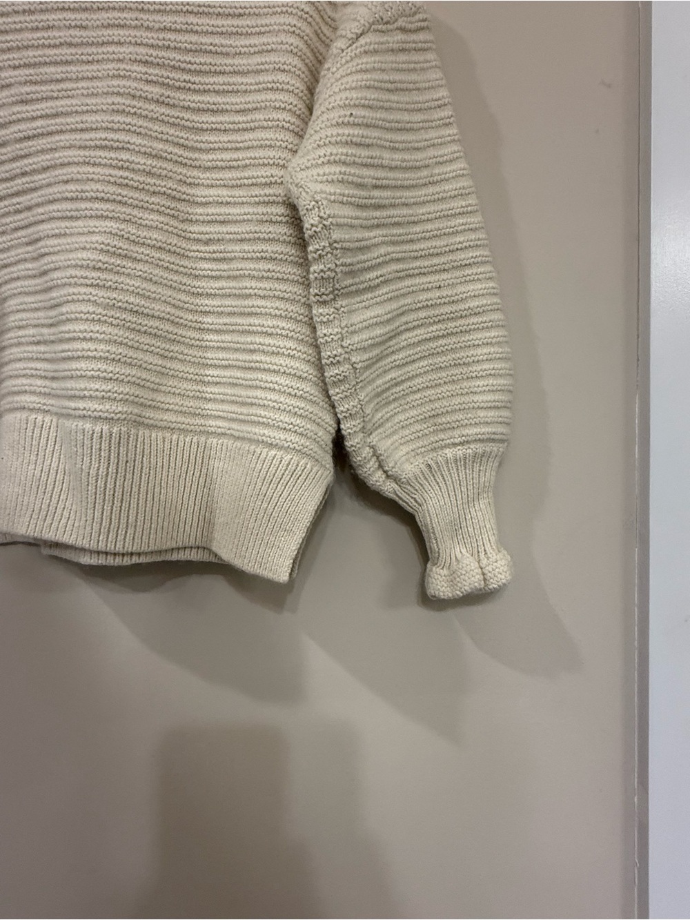 Madewell Cream Ruffle-Neck Ribbed Crew Sweater - Picture 4 of 5